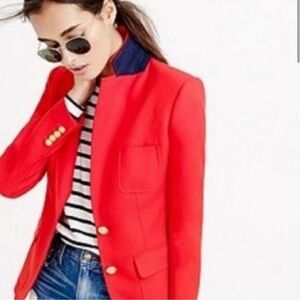 J.CREW RHODES BLAZER Size 8 Fiery Sunset IN LINEN E9766